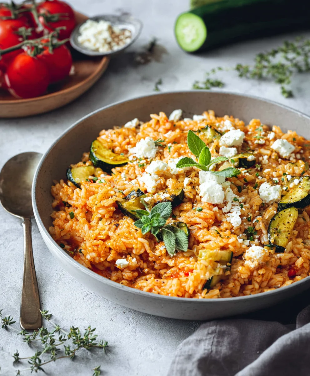 Zucchini Reis Pfanne mit Feta | Schnell & Einfach