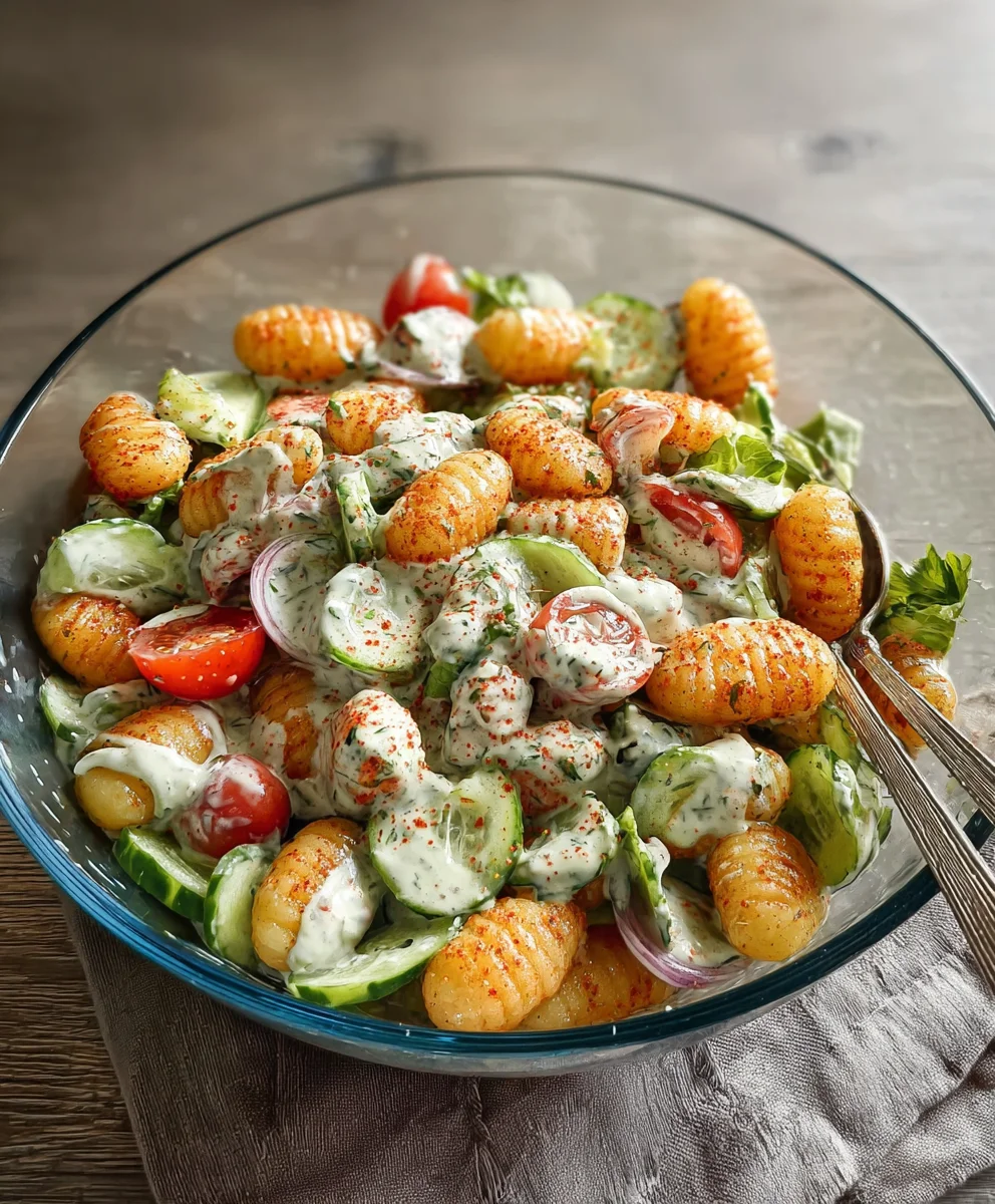 Knusprige Gnocchi Salat: Joghurt-Dressing-Rezept