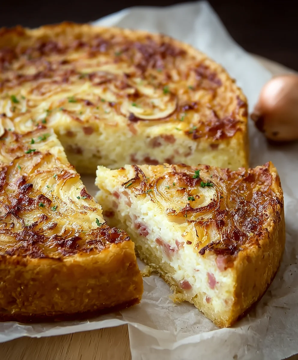 Herzhafter Zwiebelkuchen mit Speck & Zwiebelteig