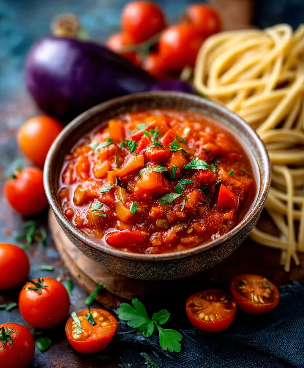 Tomatensauce mit Aubergine & Paprika: Köstlich