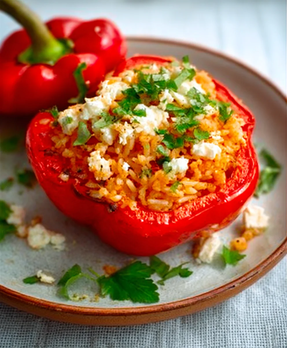 Vegane Gefüllte Paprika mit Reis & Feta: Einfach Lecker