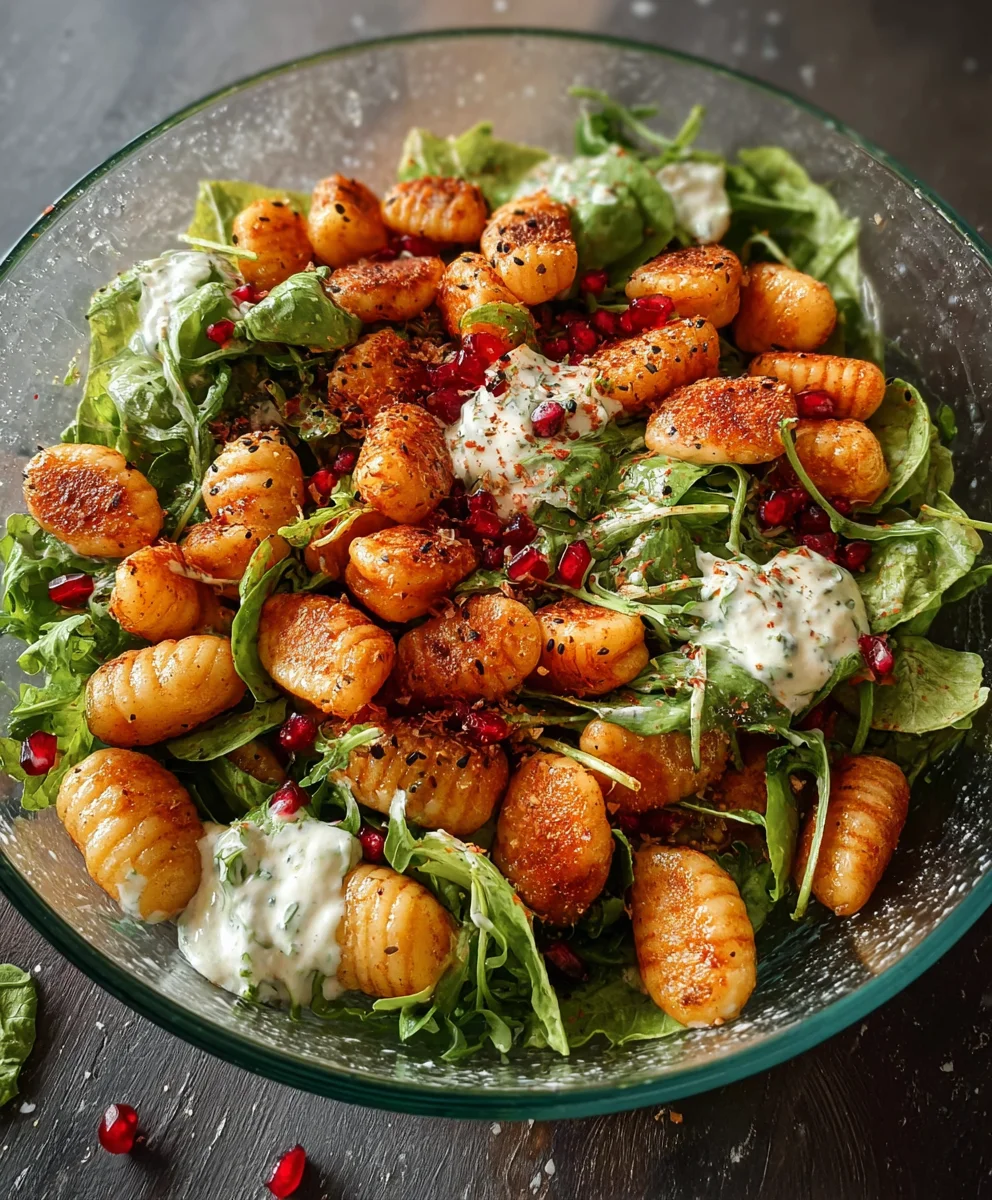 Knusprige Gnocchi mit Joghurt-Dressing (Salat)