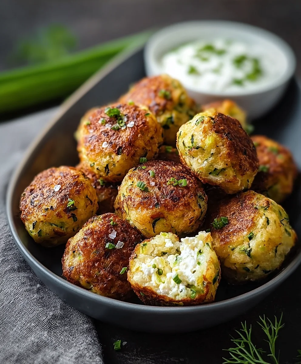Ofen: Knusprige Zucchini-Feta-Bällchen Rezept