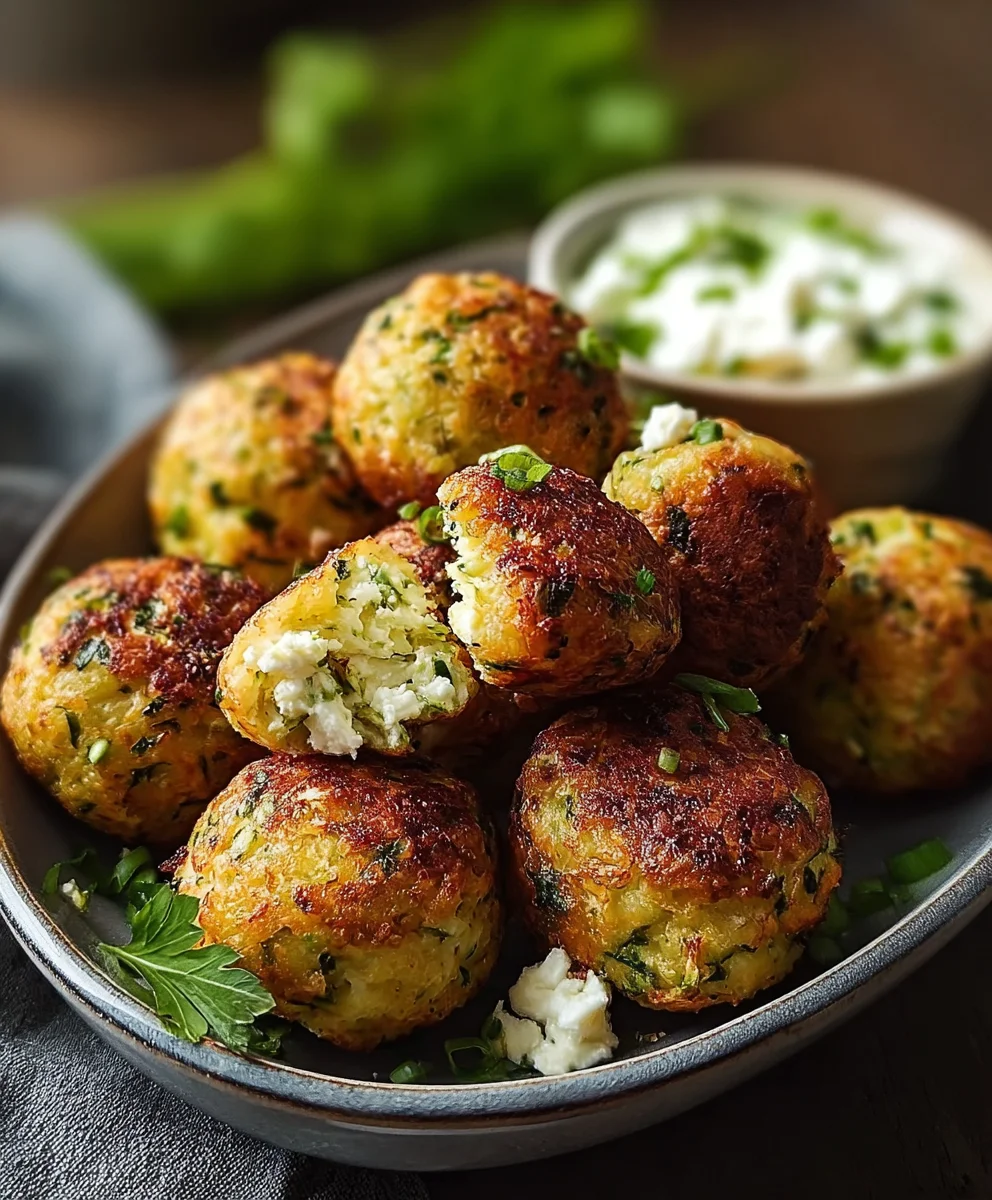 Ofen: Knusprige Zucchini-Feta-Bällchen Rezept