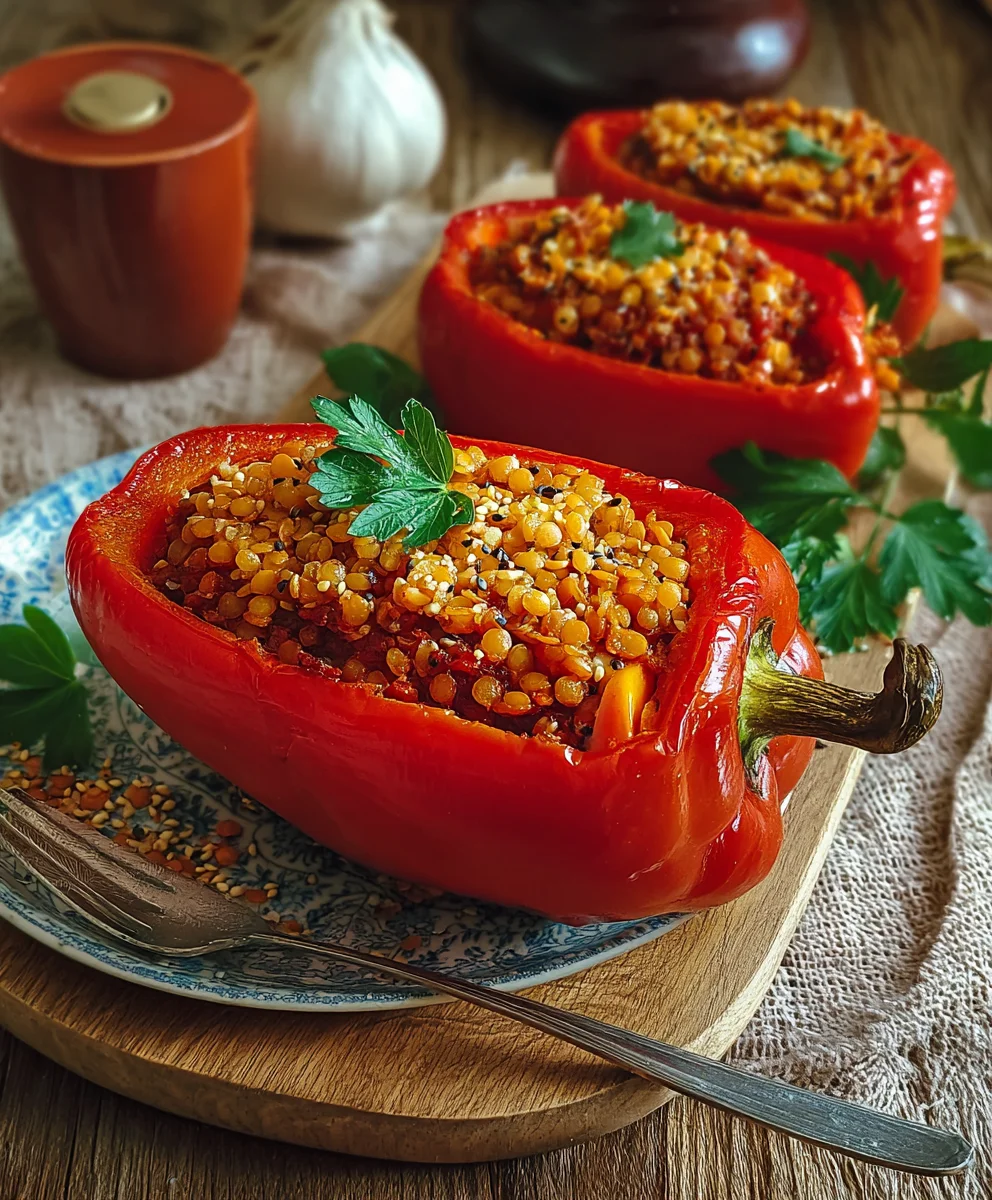 Gefüllte Spitzpaprika mit roten Linsen: Lecker & Vegan