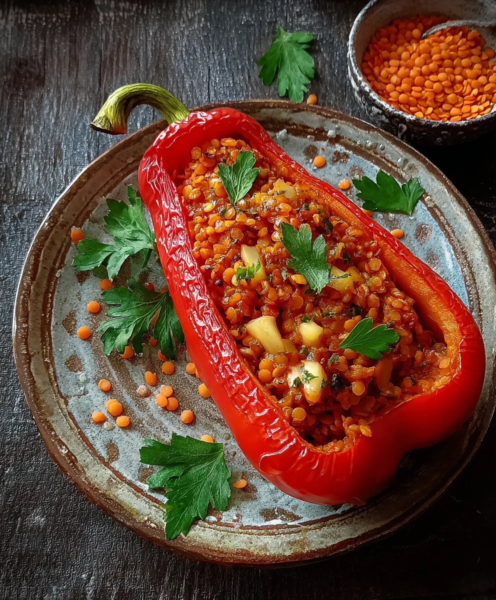 Gefüllte Spitzpaprika mit roten Linsen: Lecker & Vegan