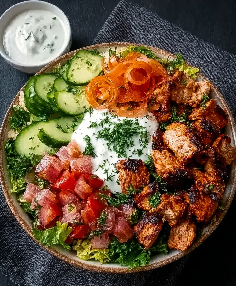 Gesunde Rinder-Kebab-Bowl: Hoher Proteingehalt