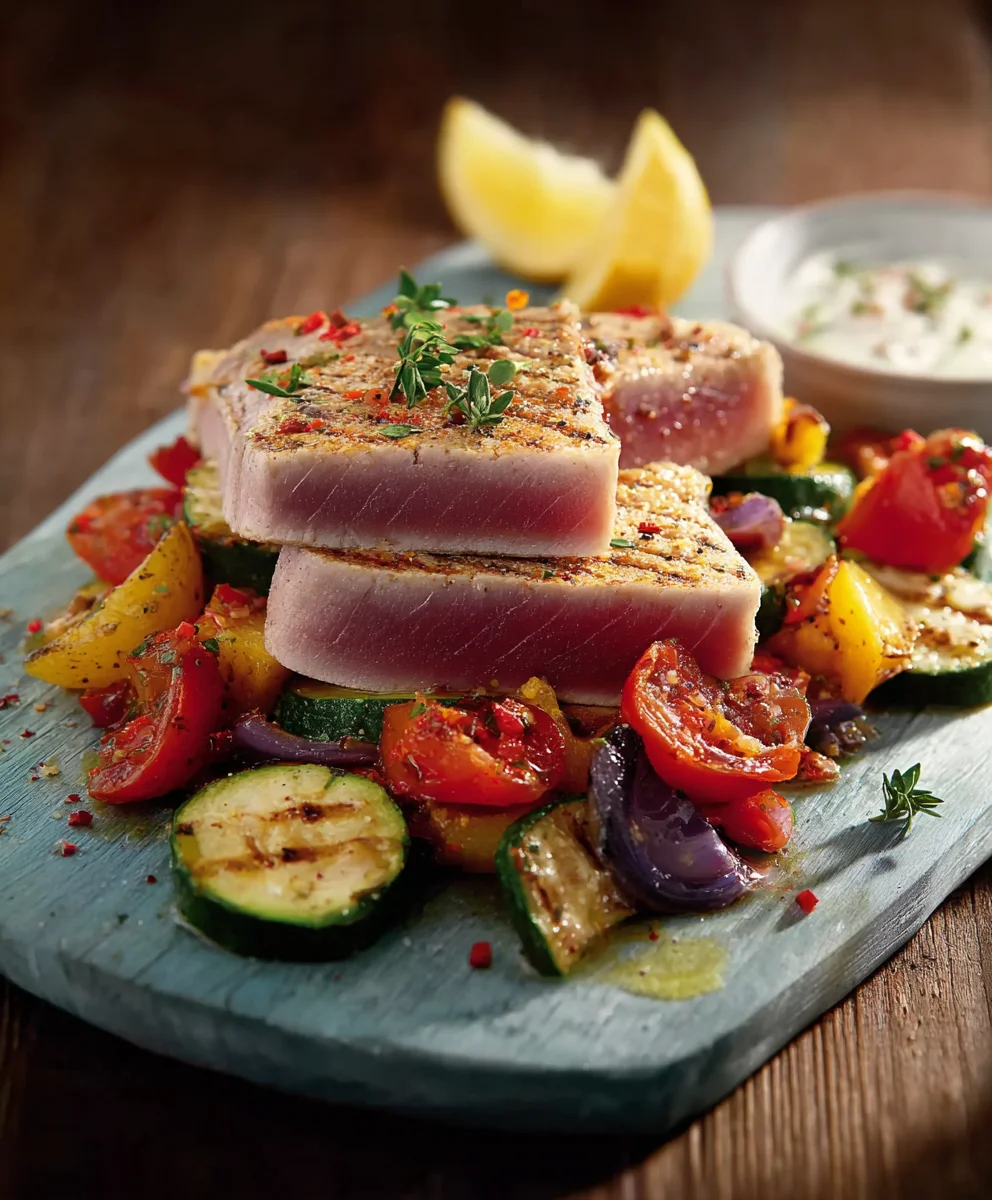 Thunfischsteak mediterran: Einfaches Rezept mit Gemüse