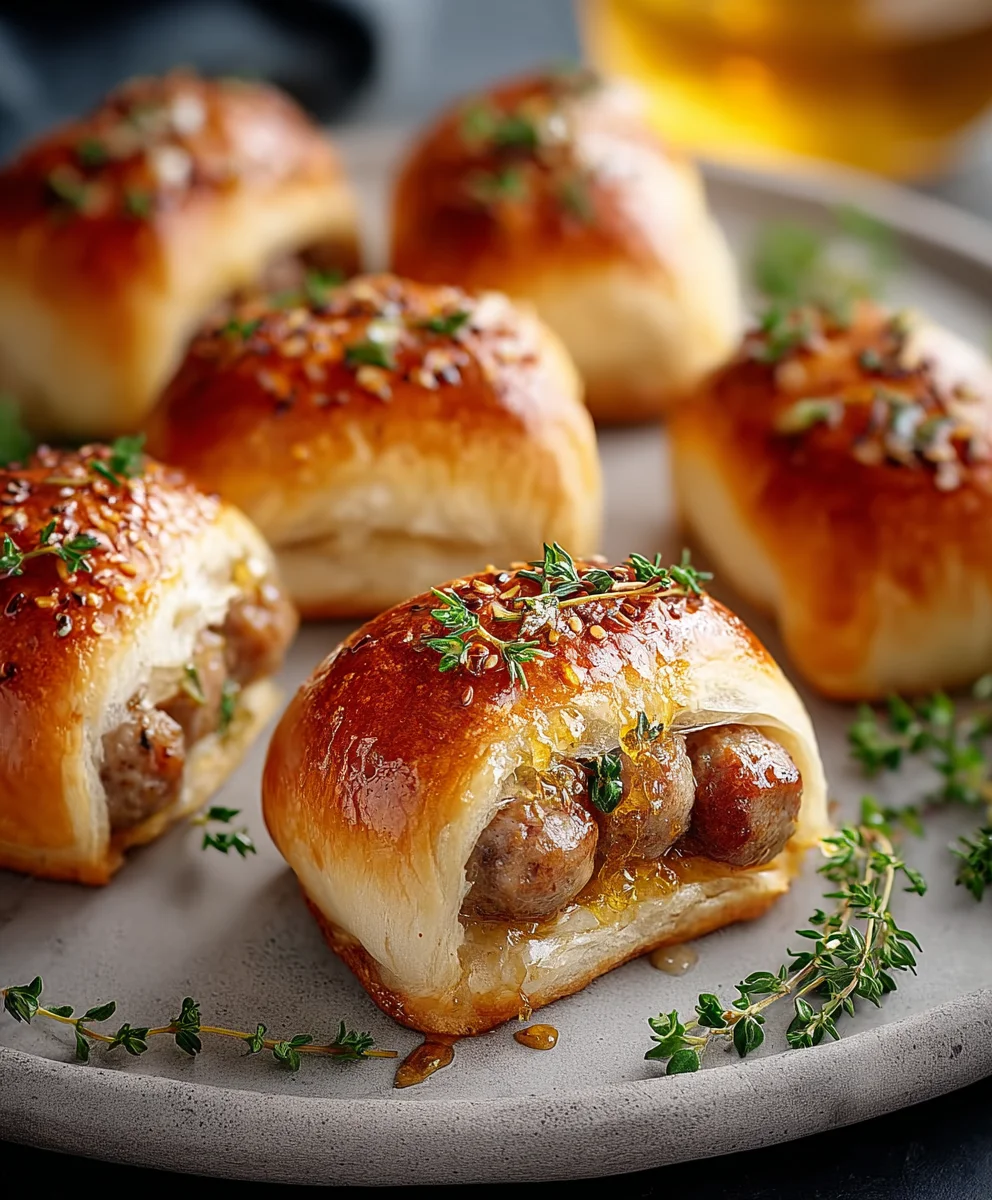 Rinderwurstbrötchen mit Honig & Thymian