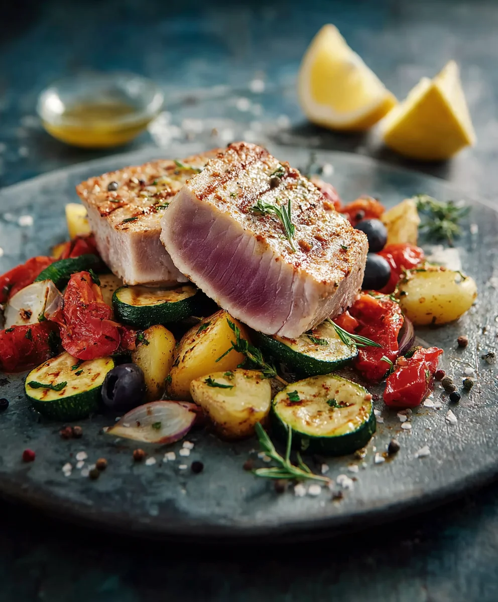 Thunfischsteak mediterran: Einfaches Rezept mit Gemüse