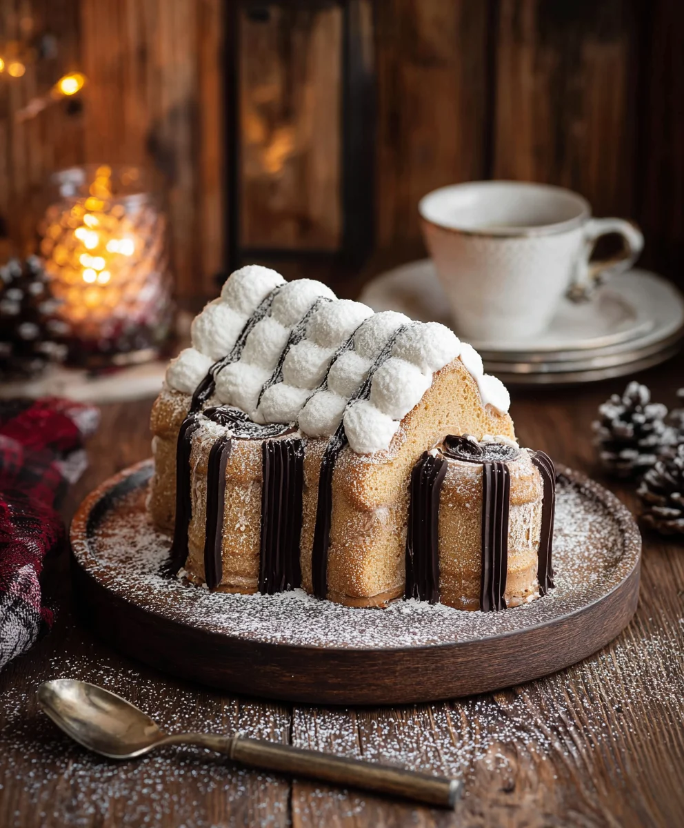 Tronco Navidad Casita: Schwarzwälder Kirsch Extracttorte ohne Alkohol