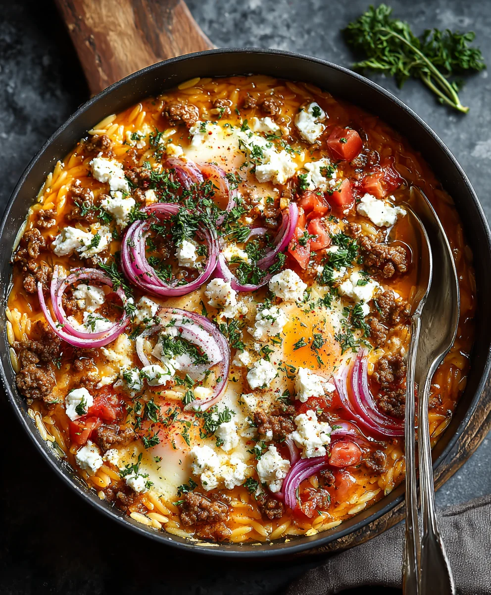Hackfleischpfanne mit Kritharaki & Feta – Einfach lecker!