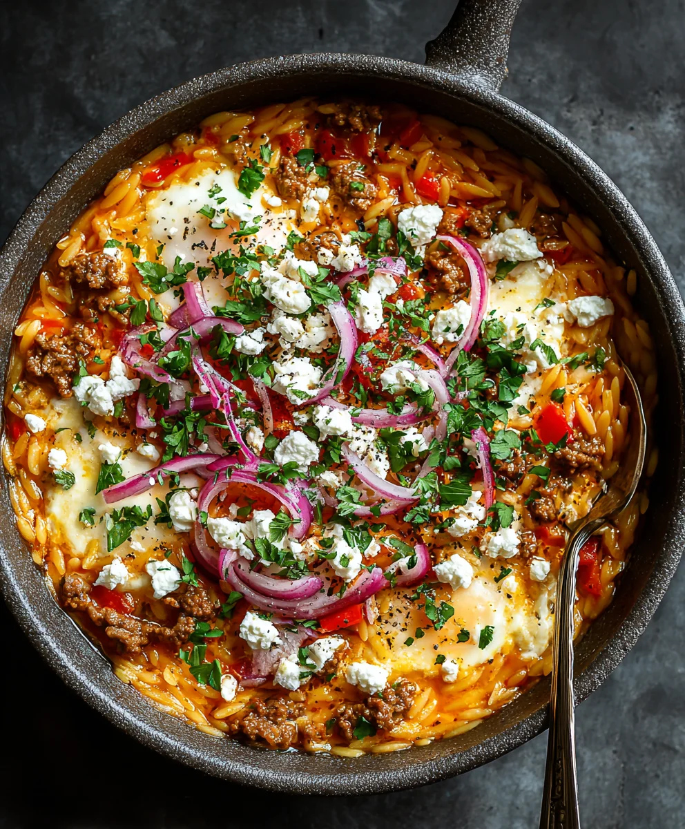 Kritharaki-Pfanne mit Rinderhack & Feta – Lecker!