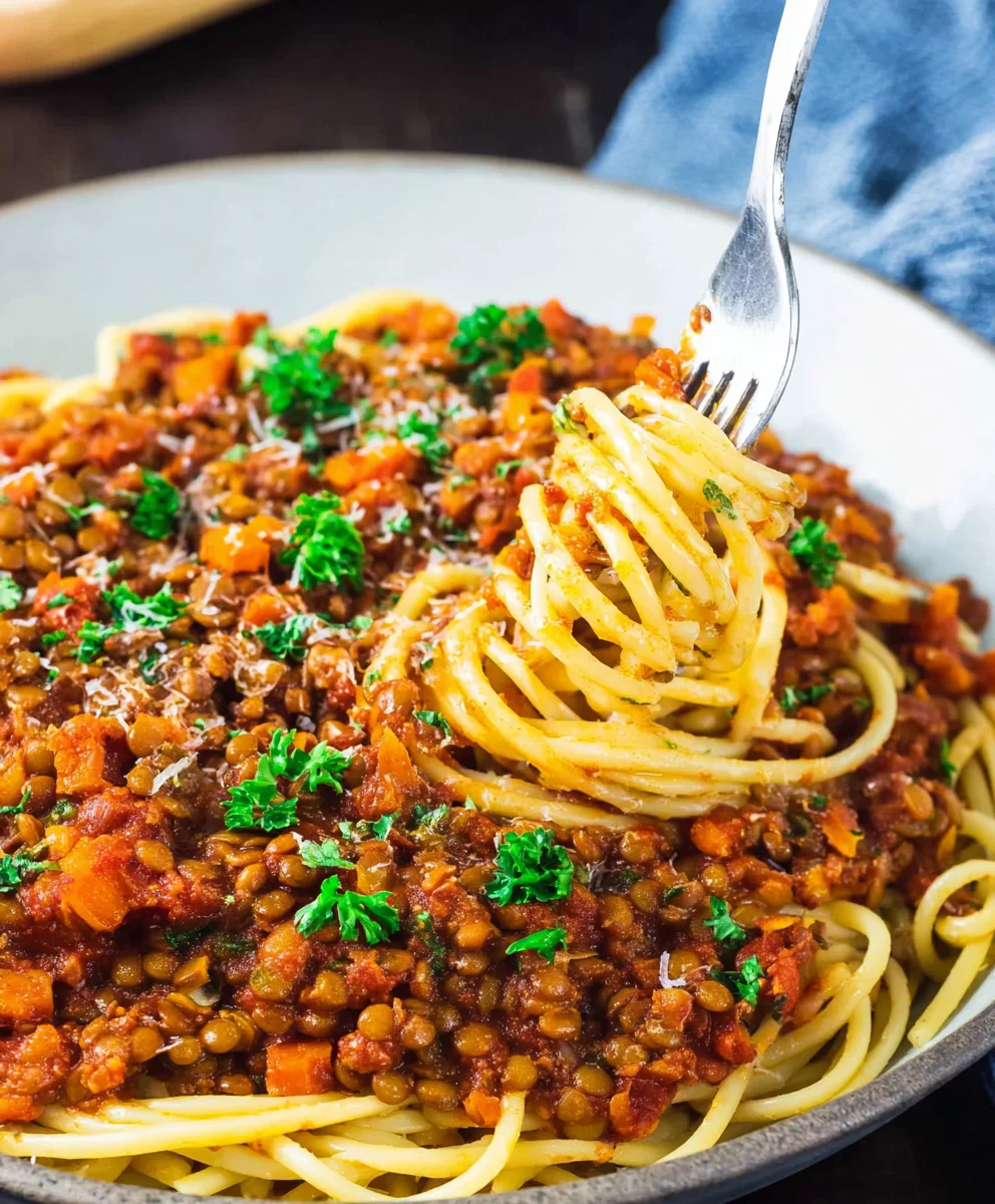 Linsenbolognese: herzhafte, fleischlose Pasta-Sauce.