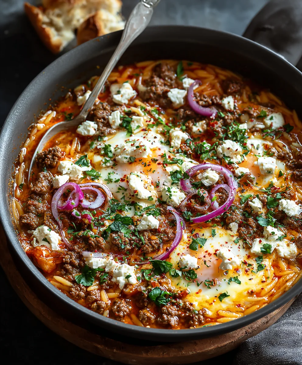 Kritharaki-Pfanne mit Rinderhack & Feta – Lecker!