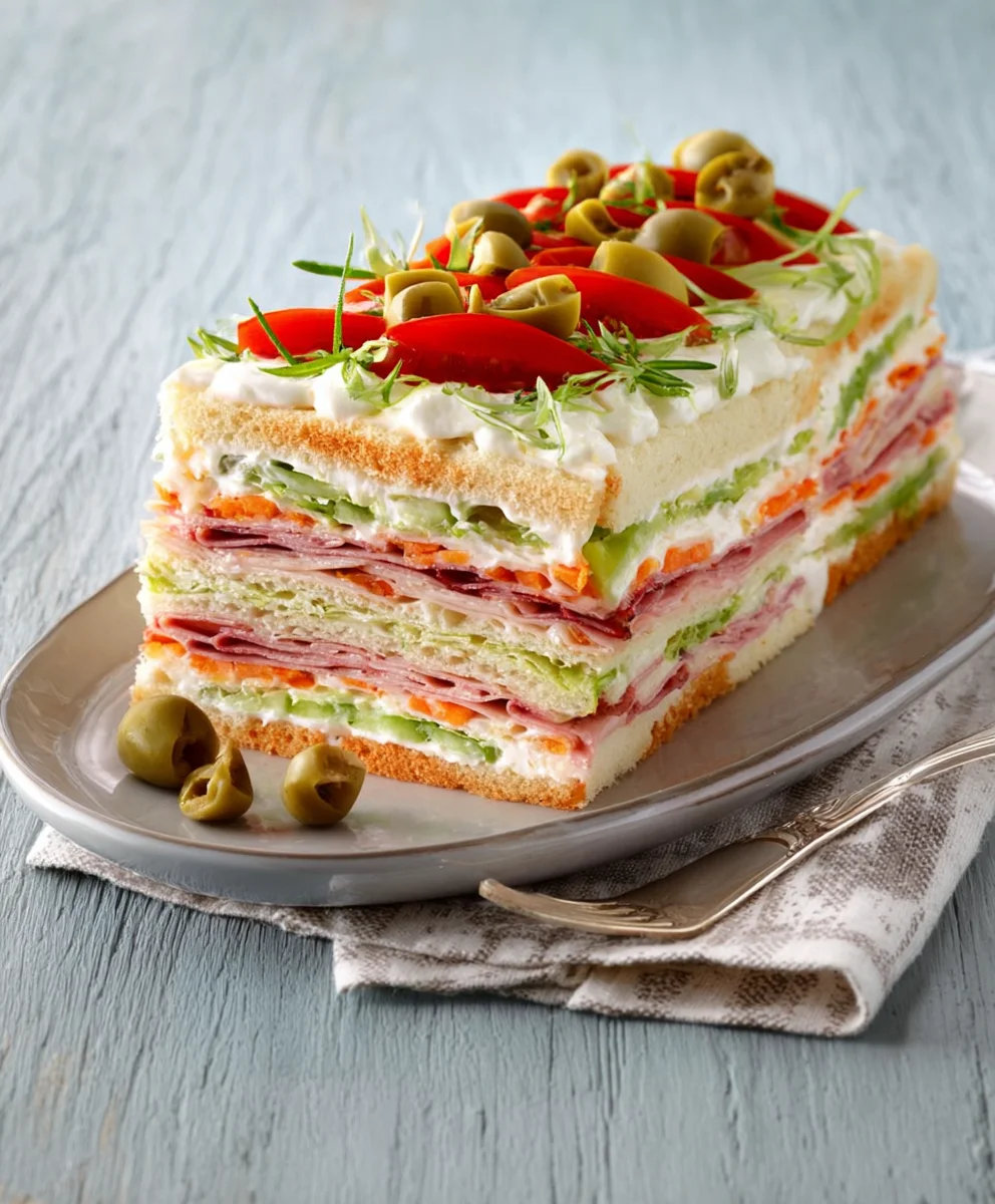 Sandwich-Kuchen: Einfache Ricotta-Tramezzini-Torte