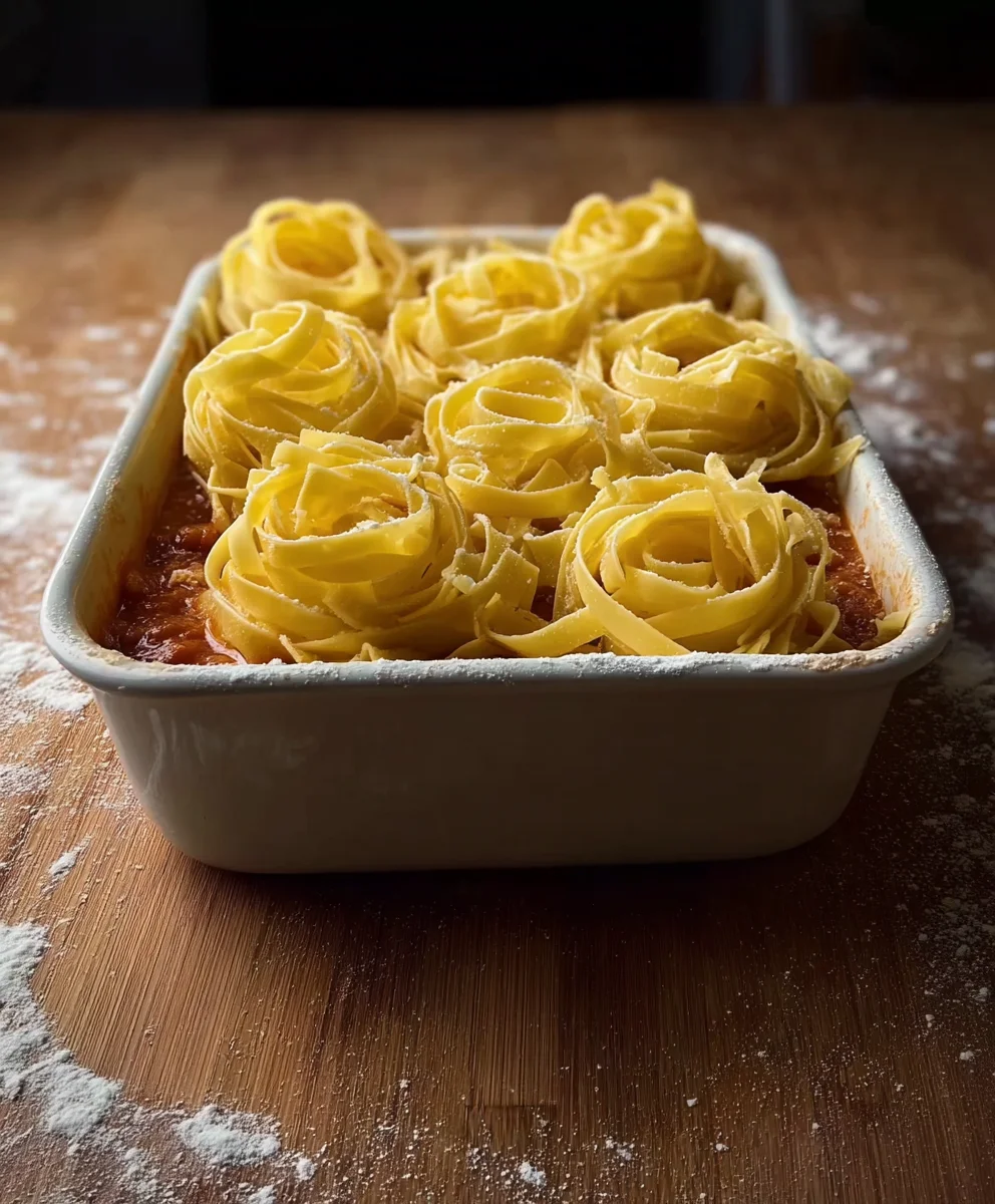 Nester aus Rinder-Tagliatelle im Ofen: Lecker!