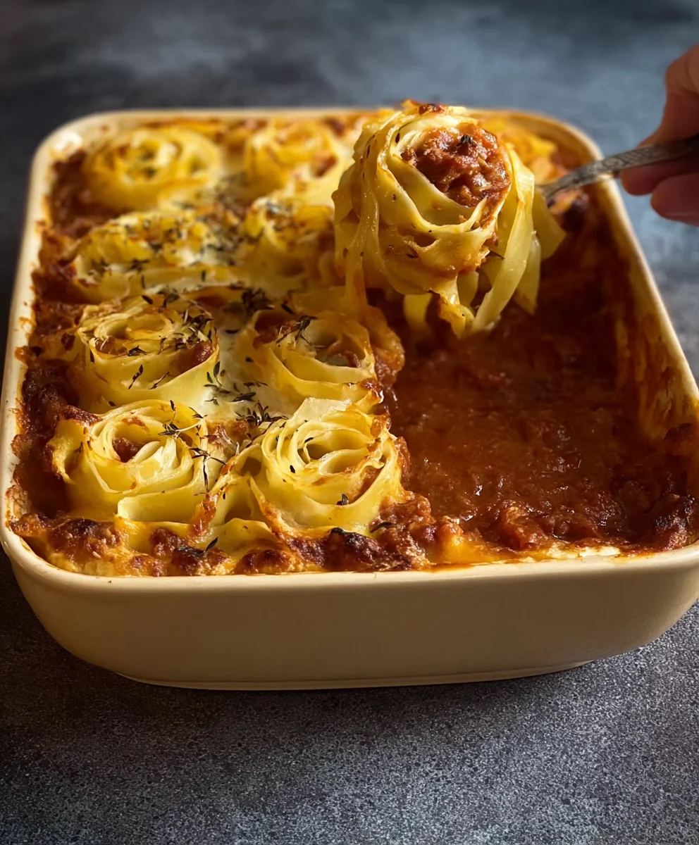 Nester aus Rinder-Tagliatelle im Ofen: Lecker!