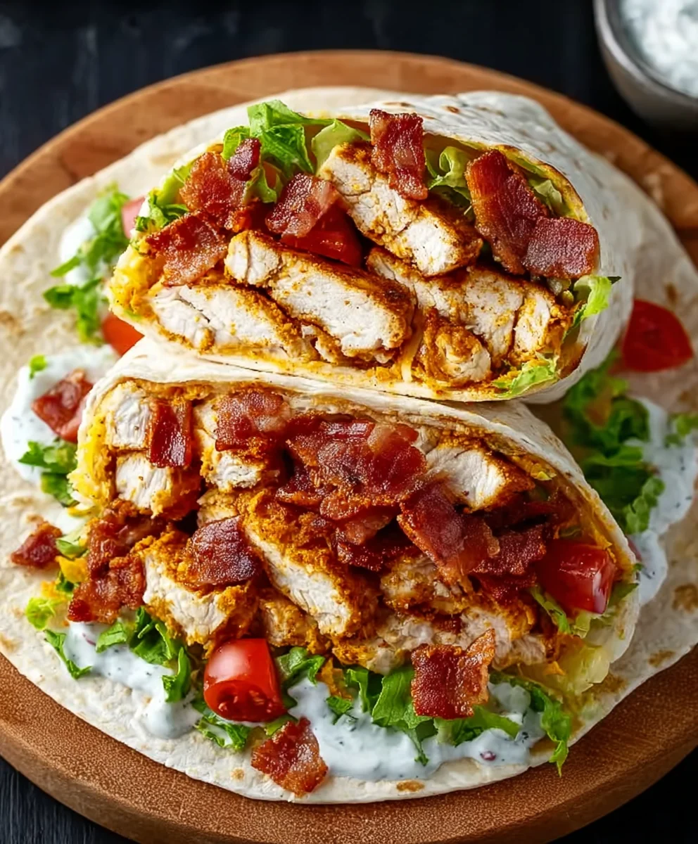 Knuspriges Hähnchen Rindfleisch Beef Bacon Ranch Wrap