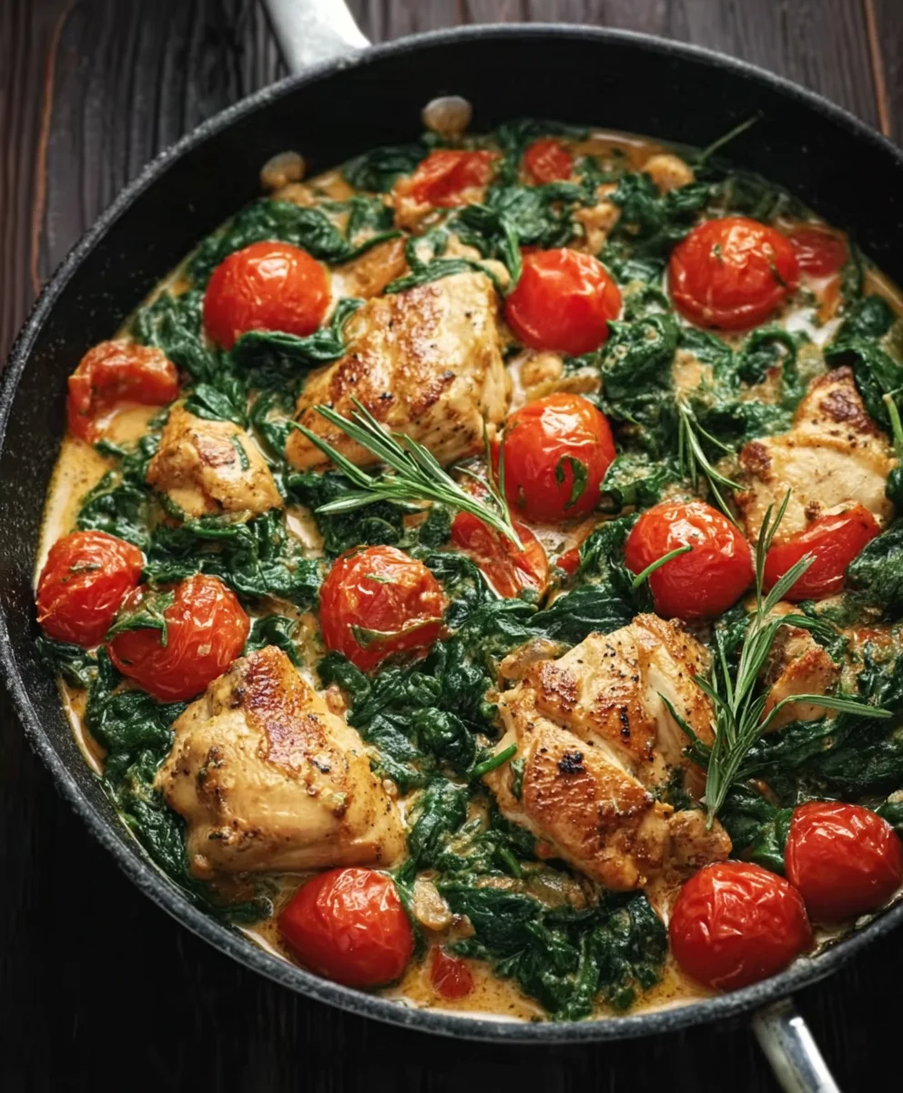 Keto Hähnchen-Spinat-Tomaten: Schnelle & Leckere Pfanne