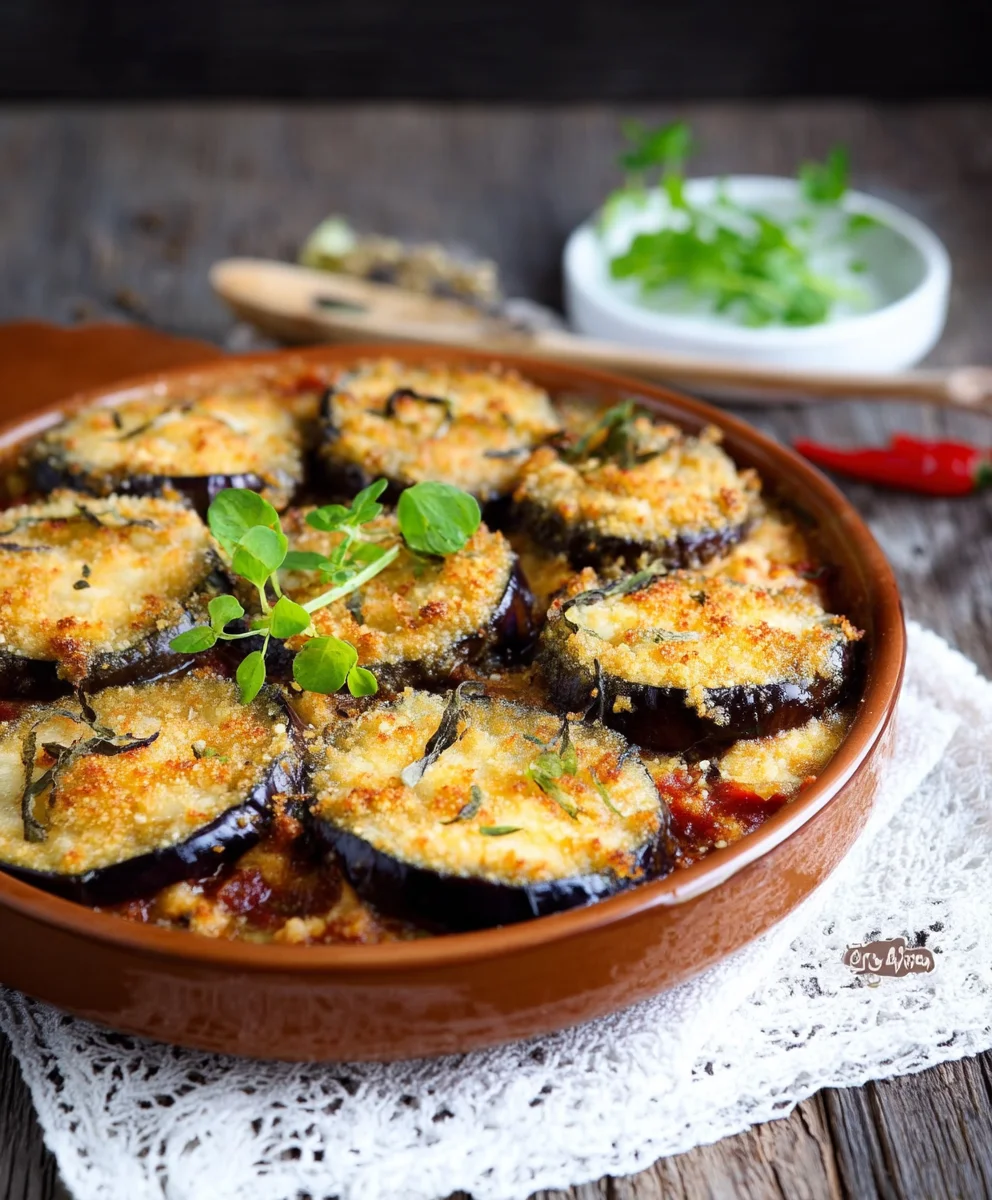 Melanzane gratinate al forno: Ofen-Aubergin extracten-Auflauf-Rezept